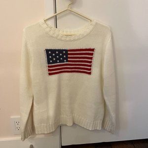 American Flag Pattern Drop Shoulder Sweater